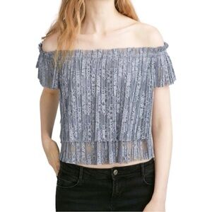 Zara purple gray pleated off shoulder blouse Medium